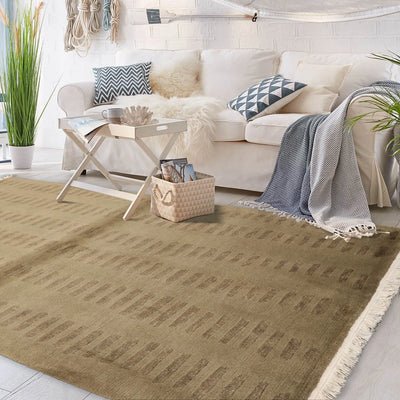 4x6 Olive Green Hand Knotted Tibetan Modern Abstract Wool Oriental Area Rug