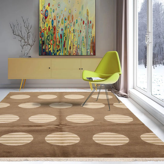 6x9 Olive Hand Knotted Art Deco Geometric Wool and Silk Oriental Area Rug