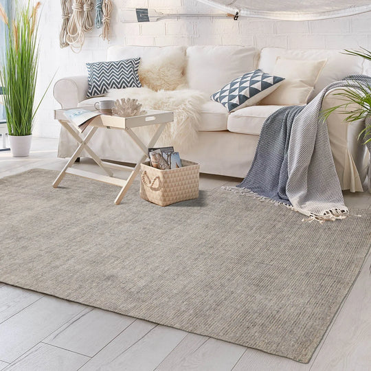 LoomBloom 5x8 Hand Knotted Taupe Oriental Area Rug