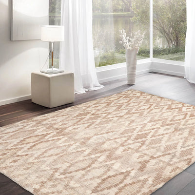 LoomBloom 5x8 Beige Hand Woven Kilim Wool Southwestern Oriental Area Rug