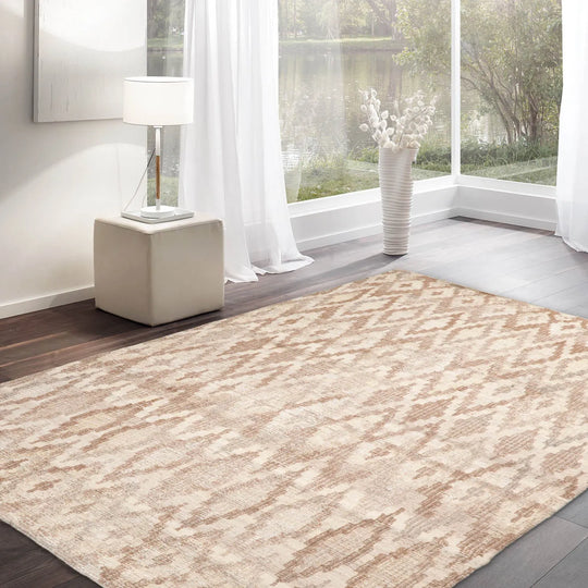 LoomBloom 5x8 Beige Hand Woven Kilim Wool Southwestern Oriental Area Rug