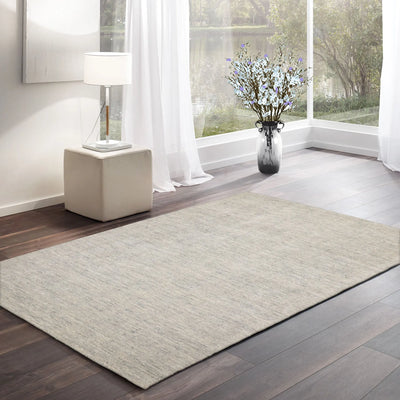 LoomBloom 5x8 Gray Hand Woven Modern Ribbed Wool Oriental Rug