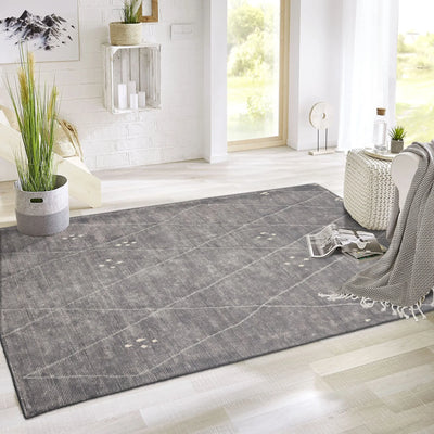 LoomBloom 5x8 Hand Woven Contemporary Moroccan Wool Gray Oriental Area Rug