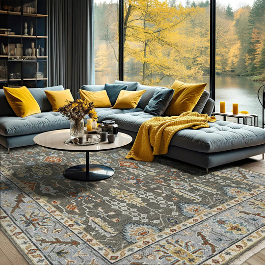 8x10 LoomBloom Gray Turkish Oushak Wool Hand Knotted Arts & Crafts Oriental Rug