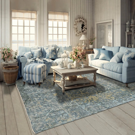 8x10 LoomBloom Gray Hand Knotted Wool Turkish Oushak Transitional Oriental Area Rug