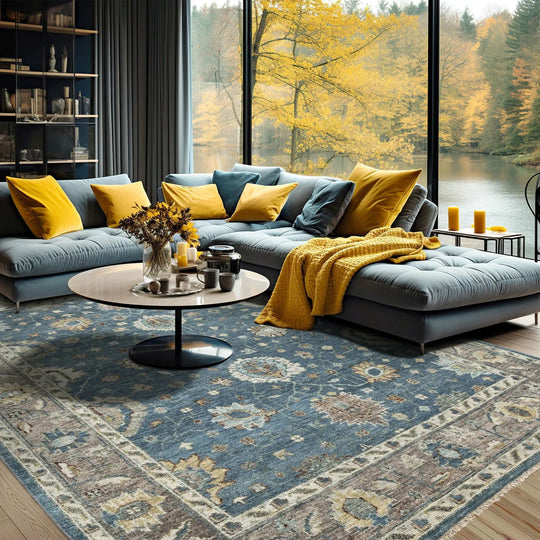 9x12 Traditional LoomBloom Blue Wool Turkish Oushak Hand Knotted Oriental Rug