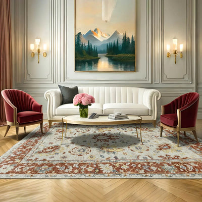 8x10 Beige Burnt Orange Gold Color Hand Knotted Oushak Wool Traditional Oriental Rug
