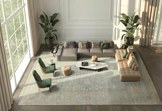 LoomBloom 11'9''x16'9'' Palace Gray Hand Knotted Wool Traditional Turkish Oushak Oriental Area Rug