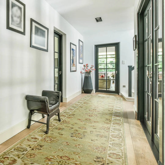 Runner 2'6''x12'1'' LoomBloom Traditional Turkish Oushak Wool Pistachio Hand Knotted Oriental Area Rug