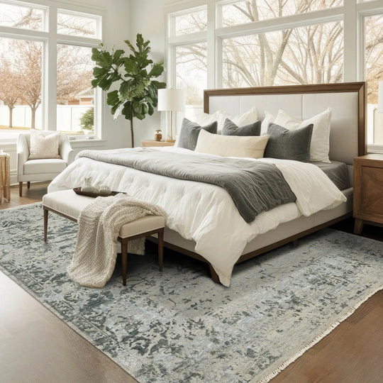 LoomBloom 8x10 Beige Hand Knotted Transitional Turkish Oushak Wool Oriental Rug