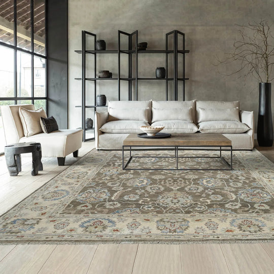 LoomBloom 8x10 Brown Hand Knotted Traditional Turkish Oushak Wool Oriental Rug