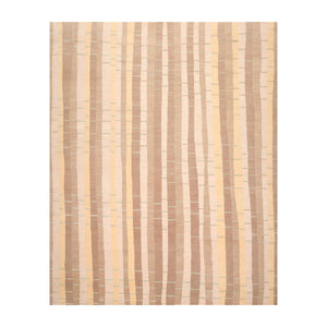 8'x10' Hand Knotted Premium Tibetan Wool & Silk Bamboo Stripes Modern Area Rug Beige