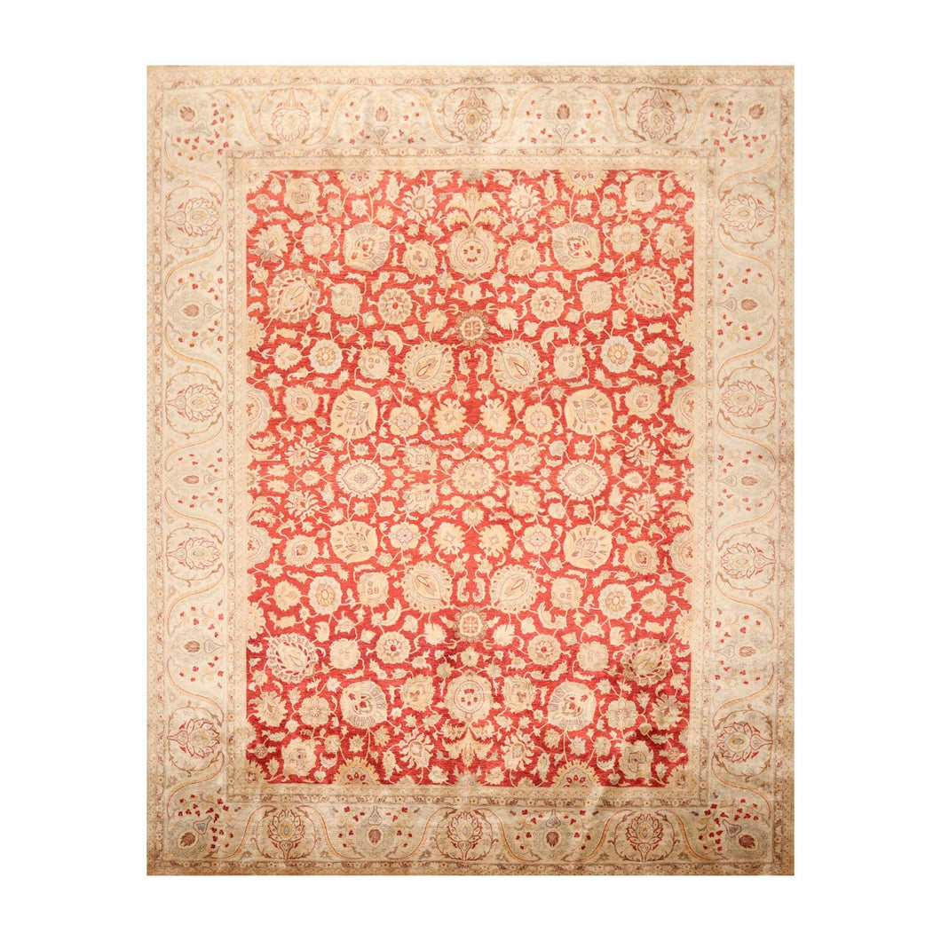 8' 2''x10'  Red Beige Gray Color Hand Knotted Persian New Zealand Wool Traditional Oriental Rug