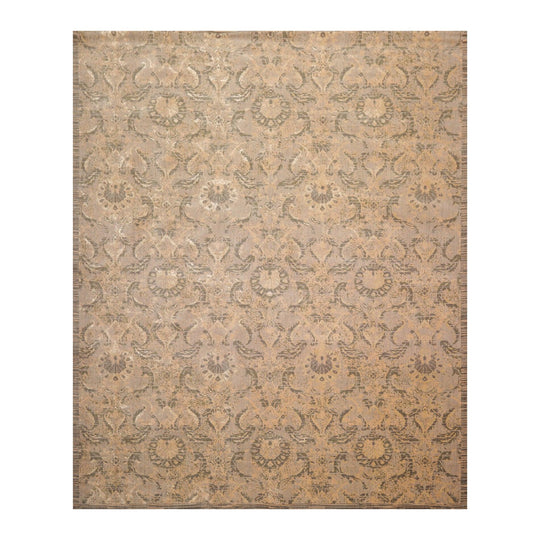 7'8"x9'10" Designer Transitional Wool & Silk Oriental Area Rug Gray