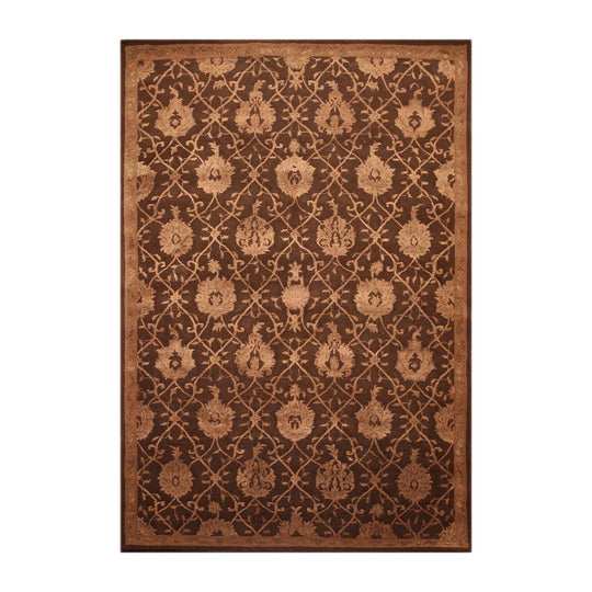 5'6" x 8'6" Handmade Wool & silk Oriental Area Rug Traditional Brown