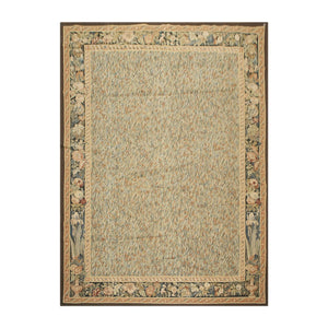 5'7" x 8' Hand woven Wool 300KPSI S. Fine French Needlepoint Tapestry Rug Green - Oriental Rug Of Houston