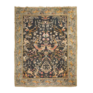 8'1 "''x11' 7" Charcoal Sage Brown Color Hand-Knotted Antique Spanish Rug Wool Traditional Oriental Rug