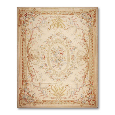 Hand Woven 100% Wool Fresh Aubusson Needdlepoint Oriental Area Rug Light Peach 10'x13'7