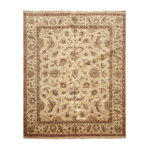 8' x 10’ High Sheen Agra Hand Knotted New Zealand 100% Wool Traditional Area Rug Tan - Oriental Rug Of Houston