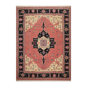9'1"’ x 12’1" Hand Knotted Romanian Herizz 100% Wool Oriental Area Rug Rose