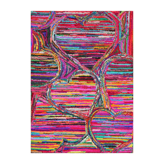 4 x 6 Handmade Abstract 100% Cotton Oriental Area Rug Boho Modern Pink