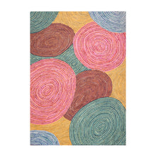 5' 4''x7' 6'' Hand Tufted Cotton Circle Medley Multi Color Cotton Area Rug  Oriental Area Rug Pink, Gold Color
