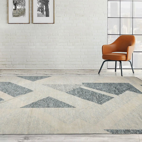 9’ x 12’ Hand Knotted Wool Modern Tibetan Designer Oriental Area Rug Ivory