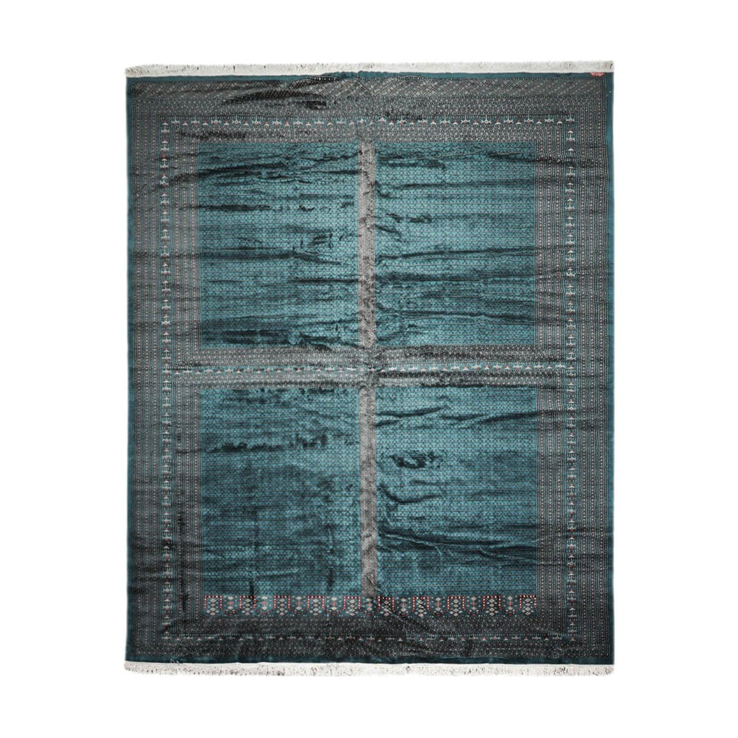 Master Weaver Signed Bokhara Hand Knotted 300 KPSI Wool Area Rug Teal 12'5
