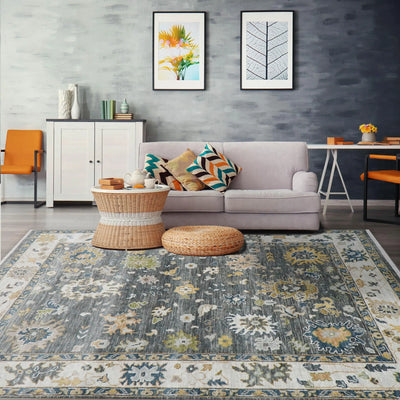 9x12 Gray, Ivory Color Hand Knotted LoomBloom Muted Turkish Oushak100% Wool Transitional Oriental Area Rug - Oriental Rug Of Houston