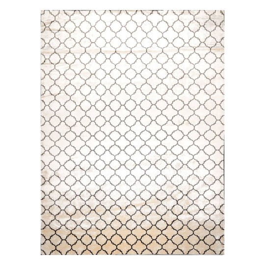 9' x 12' Hand Knotted Tibetan Viscose Quatrefoil Modern Oriental Area Rug Ivory