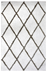 Multi Size White, Silver Hand Woven Polyester Adele Shaggy Traditional Oriental Area Rug - Oriental Rug Of Houston