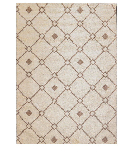Loom Bloom 6'7" x 9' Tuffy Shag Modern Oriental Area Rug Ivory Brown