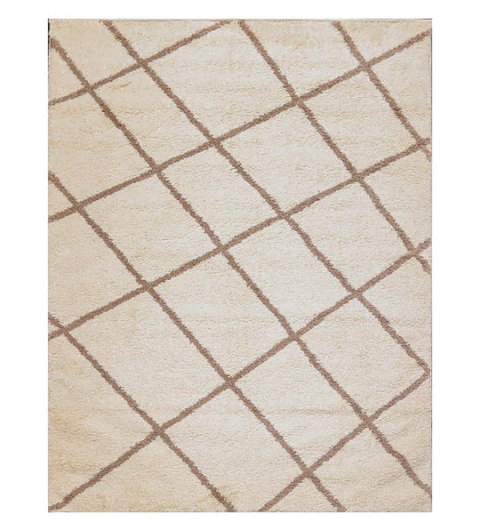 Loom Bloom 6'7" x 9' Tuffy Shag Modern Oriental Area Rug Ivory Brown