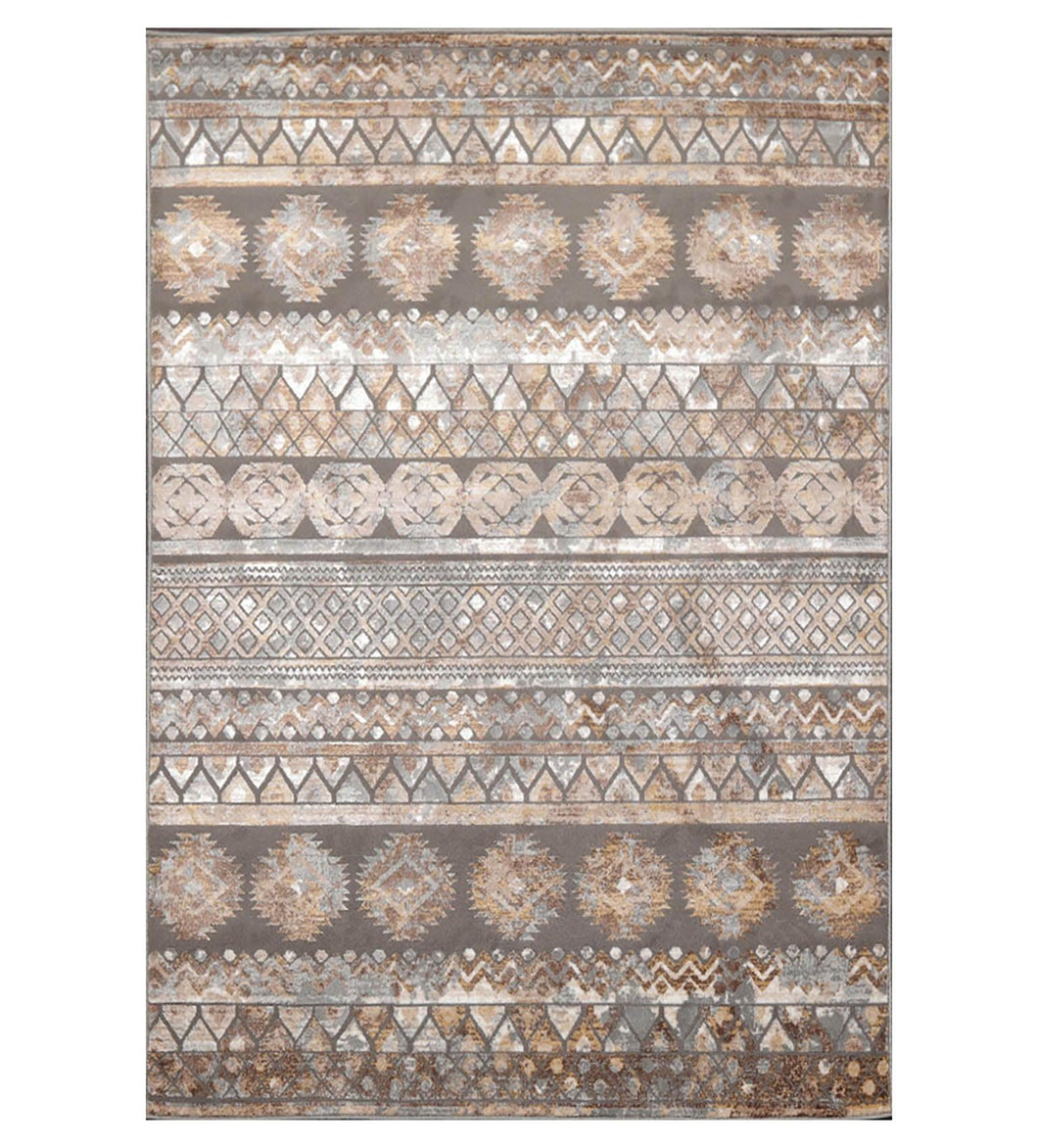   Gray Beige Silver Color Machine Made Persian  Southwestern Oriental Rug