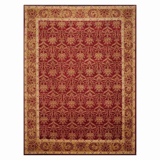 9' x 12' Hand Knotted Tibetan 100% Wool Damask Oriental Area Rug Rusty Red