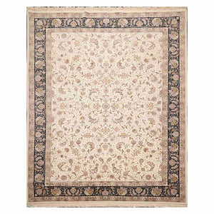 8' 9''x11' 10'' Cream Charcoal Gray Color Hand Knotted Sino Persian 100% Wool Traditional Oriental Rug