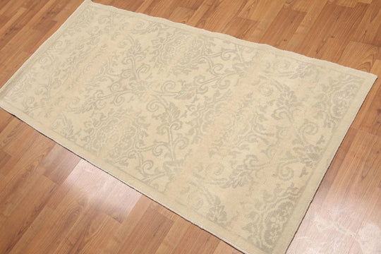 3'x6' Hand Knotted Wool Floral Oriental runner Area Rug Beige 3x6