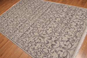 6' x9'  Warm Grey Cool Grey Color Hand Knotted Oriental Wool Transitional Oriental Rug