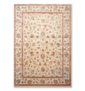 8x10 Hand Knotted Agra Wool Traditional Area Rug Beige - Oriental Rug Of Houston