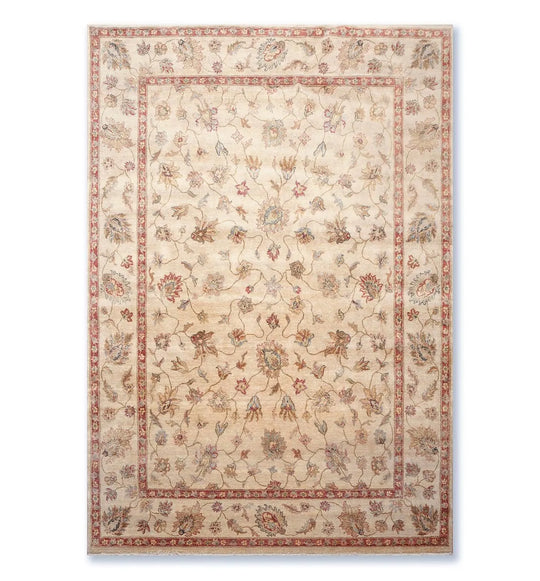 8x10 Hand Knotted Agra Wool Traditional Area Rug Beige