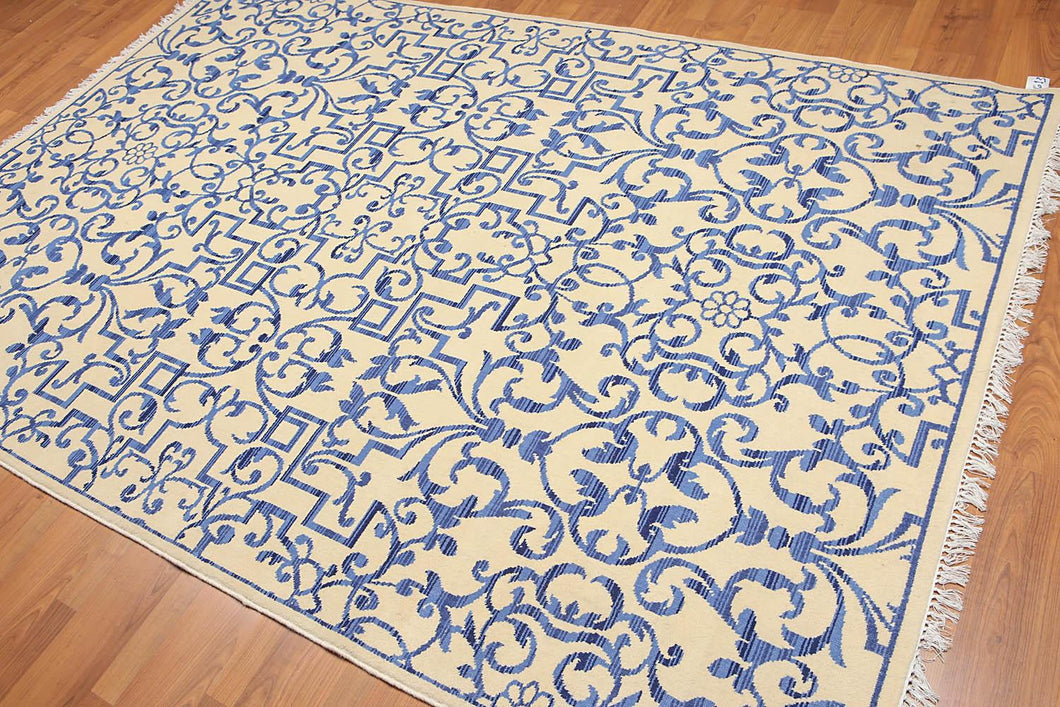 6' x 9' Chinese Art Deco Oriental Area Rug Hand Knotted 100% Wool Ivory - Oriental Rug Of Houston