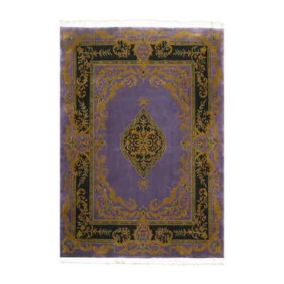 4' x 6'  Black Brown Beige Color Hand Woven Needlepoint Wool Traditional Oriental Rug