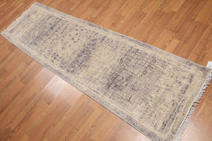 2'4" x 8' Hand Knotted Abstract Modern 100% Wool runner Area rug Beige - Oriental Rug Of Houston