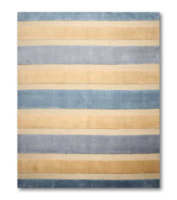 8' x10'  Light Blue Dark Blue, Beige Color Hand Knotted Oriental Rug Wool Traditional Oriental Rug