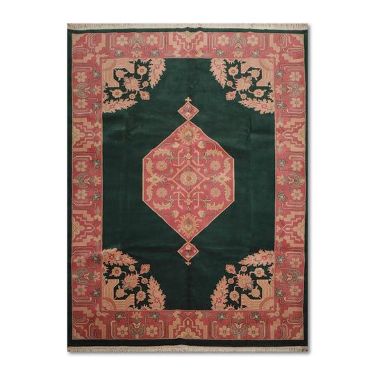 9’ x 12’ Rare Seraapi Romanian Hand Knotted 100% Wool Oriental Area Rug Green