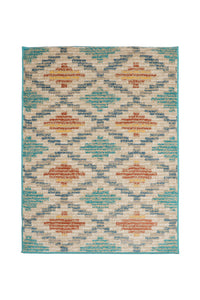 04' 00''x06' 00'' Beige Tan Turquoise Color Machine Made Persian Polypropylene Southwestern Oriental Rug