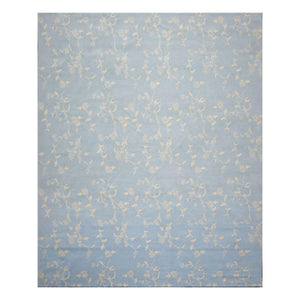 9' 1''x11' 11'' Light Blue Ivory Color Hand Knotted Tibetan 100% Wool Transitional Oriental Rug