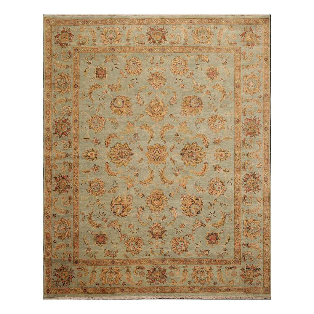 8' x 10' Hand Knotted 100% Wool Agra Oriental Area Rug Aqua - Oriental Rug Of Houston