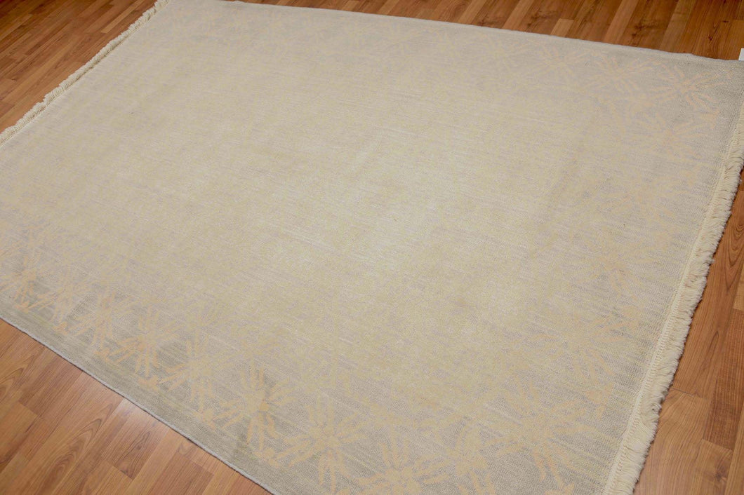 6' x 9' Hand Knotted Damask Pattern 100% Wool Area rug Gray - Oriental Rug Of Houston