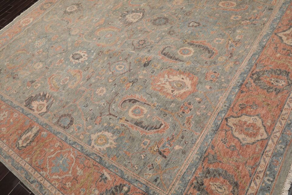 9' x12'  Gray Blush Beige Color Hand Knotted Distress Quality 100% Wool Traditional Oriental Rug